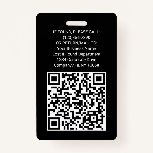 QR Code Corporate Logo Medewerker Foto Zwart Wit Badge (Achterkant)