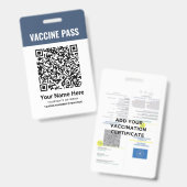 QR-code Covid Vaccinatiepas Navy Blauwe ID Badge (Voor- en achterkant)