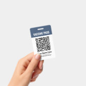 QR-code Covid Vaccine Pass Navy Blue ID Badge (Handheld)