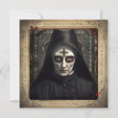 QR Code Creepy Nun Lunatic Asylum Halloween Kaart (Voorkant)