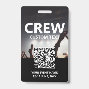 Qr Code Crew Toegangspas Aangepast Event Badge
