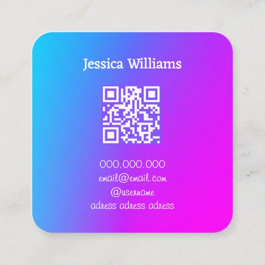 QR code Cupcake Baker bakkerij chef lichte gradiën Vierkante Visitekaartje (Achterkant)