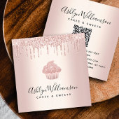 QR Code Cupcake Roos Gouden Bakkerij Chef Glitter Vierkante Visitekaartje