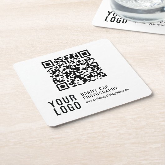 QR Code Custom Logo Coasters Vierkante Kartonnen Onderzetter (Schuin)