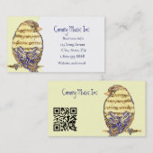 QR Code Custom Music & Bird Business Card Visitekaartje (Voorkant / Achterkant)