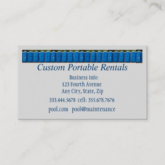 QR Code, Custom Portable Toilet Rentals Visitekaartje (Voorkant)