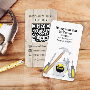 QR Code Custom Social Media Handyman Tools Visitekaartje