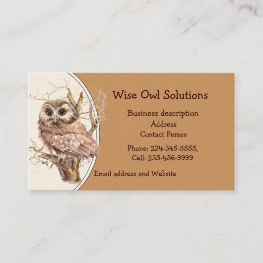 QR Code Custom Wise Owl Solutions Business Card Visitekaartje (Voorkant)