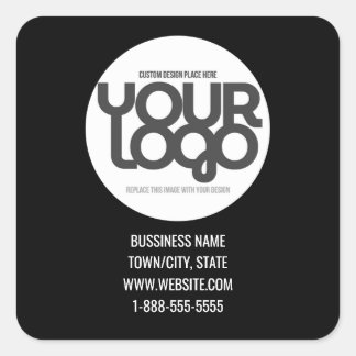 QR Code Customizable Modern Black Business Card Vierkante Sticker