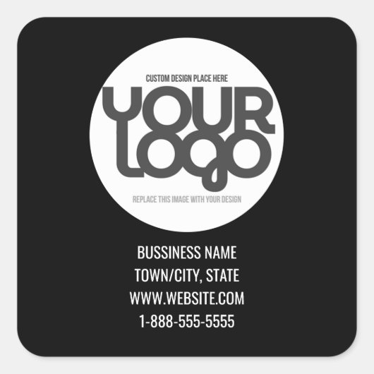 QR Code Customizable Modern Black Business Card Vierkante Sticker (Voorkant)
