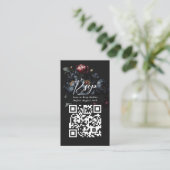 QR Code Dark Moody Pioengotische bruiloft RSVP Informatiekaartje (Staand voorkant)