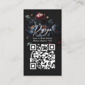 QR Code Dark Moody Pioengotische bruiloft RSVP Informatiekaartje (Voorkant)