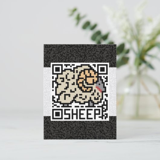 QR-code de schapen Briefkaart (Staand voorkant)