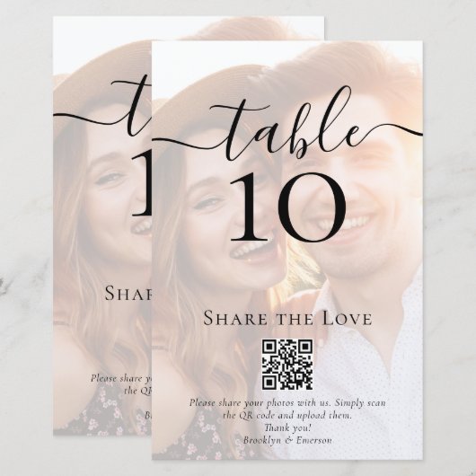 QR-code Deel het nummer van de liefdesfoto-weddens (Voorkant / Achterkant)
