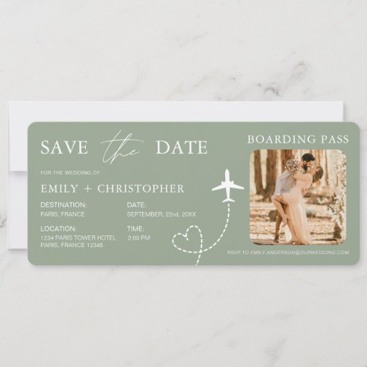 QR Code Destination Wedding Boarding Pass  (Voorkant)