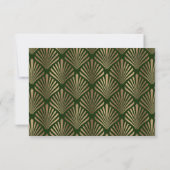 QR Code Donkergroen Goud Art Deco Bruiloft RSVP Kaartje (Achterkant)