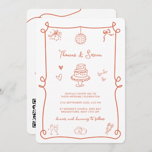 QR Code Doodle Hand getekend Verona Sunset Sinaasa Kaart (Voorkant / Achterkant)