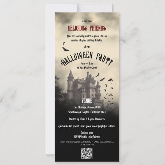 QR Code  Dracula Vampire Bats Halloween Kaart (Achterkant)