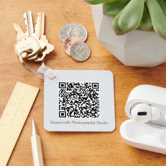 QR-code Dubbelzijdig code op de eigen bedrijfsite Sleutelhanger (Bureau)