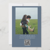QR-code Dusty Blue Bold Funky Photo Fun Wedding Kaart (Achterkant)