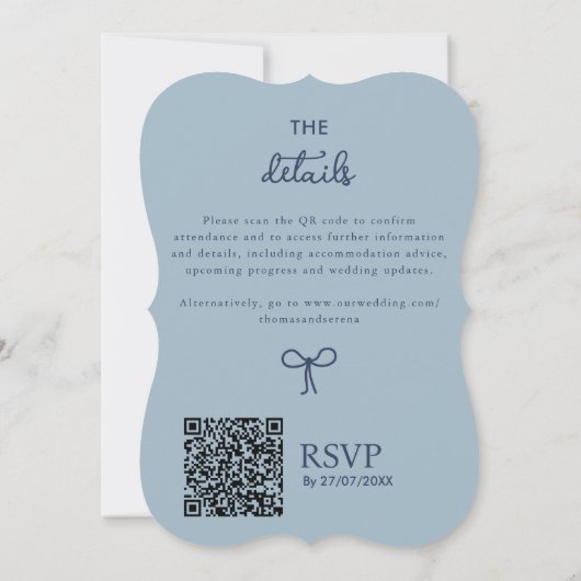 QR Code Dusty Navy Blue Wavy Hand getrokken Doodle Kaart (Achterkant)