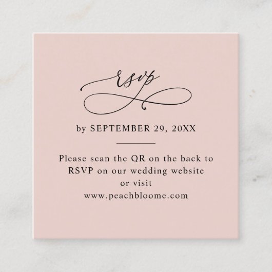 QR Code Dusty Rose rose Mariage en ligne Cartes RS (Devant)