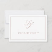 QR Code Dusty Rose Script Monogramme Mariage RSVP (Devant)