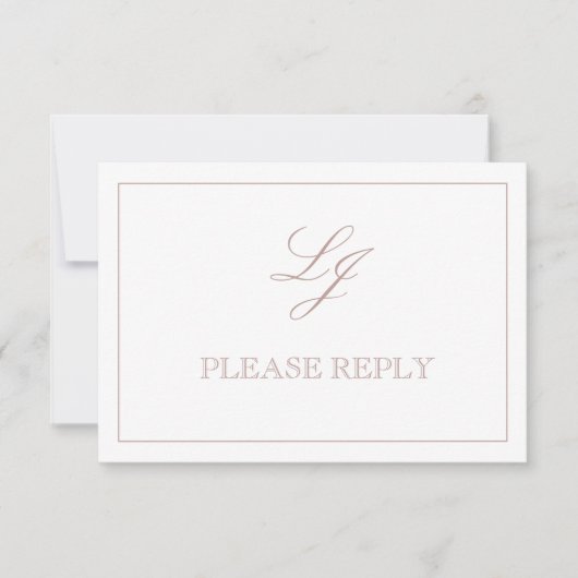 QR Code Dusty Rose Script Monogramme Mariage RSVP (Devant)