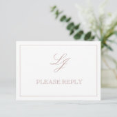 QR Code Dusty Rose Script Monogramme Mariage RSVP (Debout devant)