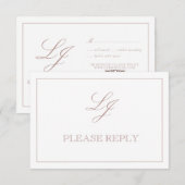 QR Code Dusty Rose Script Monogramme Mariage RSVP (Devant / Derrière)