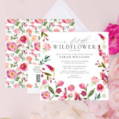 QR Code Een beetje Wildflower Roze Waterverf Douch Kaart