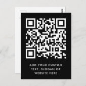 QR-code | Eenvoudig Jouw tekst Black Modern Briefkaart (Voorkant / Achterkant)
