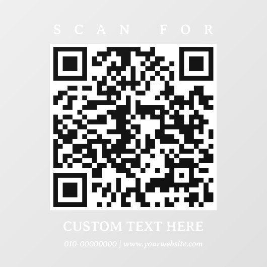 QR Code Eenvoudig Minimalistisch Zakelijk Auto Tru Raamsticker (Vel)