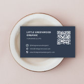 QR Code Eenvoudig Modern Minimaal Marine Blauw Ins Visitekaartje