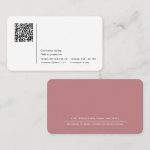 QR-code Eenvoudig modern — Roze Professional Bus Visitekaartje