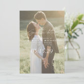 QR Code Eenvoudig Script 3 Foto Bruiloft Website Save The Date (Staand voorkant)