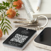 QR-code | Eenvoudig zwart voor zakelijke Logo Sleutelhanger (Voorkant Rechts)