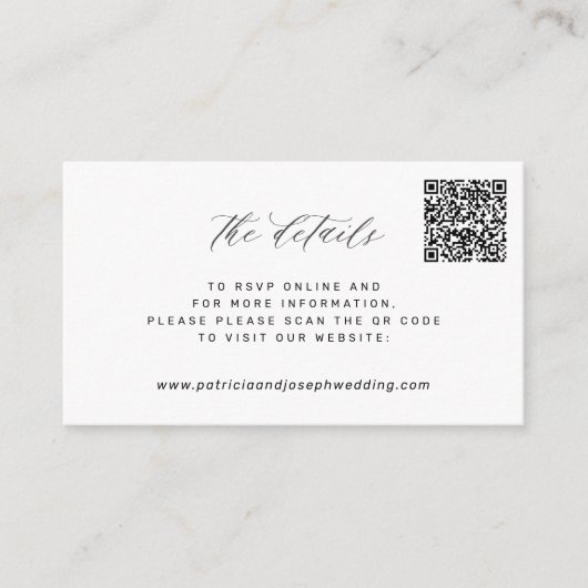 QR CODE — eenvoudige details van de elegante trouw Informatiekaartje (Voorkant)