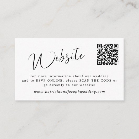 QR CODE eenvoudige elegante calligrafie bruiloft w Informatiekaartje (Voorkant)