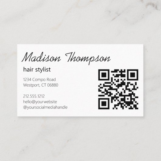 QR Code Eenvoudige Minimale Moderne Beroeps Visitekaartje (Achterkant)