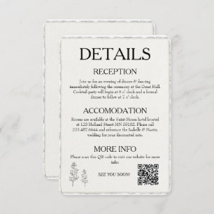 QR Code Eenvoudige Moderne Faux Deckled Edge Weddi Informatiekaartje