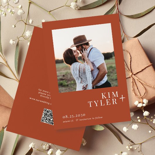 QR CODE eenvoudige moderne foto zonsondergang brui Save The Date