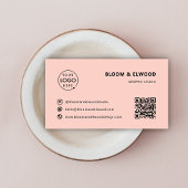 QR Code Eenvoudige Moderne Minimale Roze Logo Visitekaartje