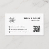 QR Code Eenvoudige Moderne Minimale Witte Logo Visitekaartje (Voorkant)
