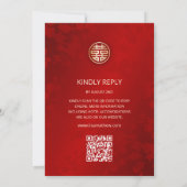 QR-code | Eenvoudige moderne rode Chinese bruiloft Kaart (Achterkant)