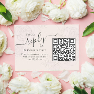 QR Code Eenvoudige RSVP Online Elegante Blozen Blo Informatiekaartje