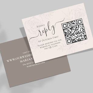 QR Code Eenvoudige RSVP Online Elegante Blozen Blo Informatiekaartje