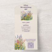 QR Code Eenvoudige Wildbloemen Botanische Tuin Bru All In One Uitnodiging (Binnen)