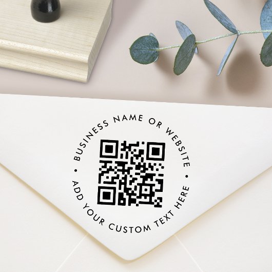 QR-code | Eenvoudige zakenronde met een modern min Rubberstempel