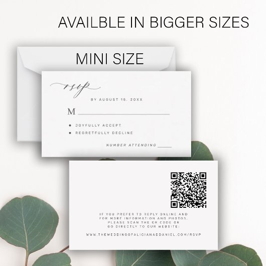 QR code eenvoudige zwart-wit bruiloft RSVP Notitiekaartje